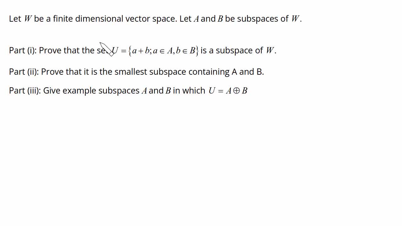 What constitutes a dimensional subspace in linear algebra